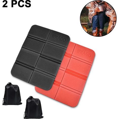 2er Thermo Sitzkissen Outdoor Faltbar, Sitzunterlage Outdoor Kinder Sitzmatte, Wasserdicht Spielplatz Matte, Wander Jagd Zubehör Garten Stadion Hunting Camping von(rot + schwarz)