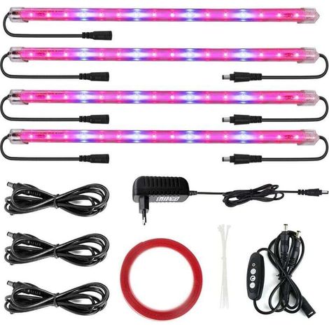 IP65 Lampe Horticole Culture Indoor 40W LED Horticole T5 Grow LED avec Minuterie 3H/6H/12H et Luminosité Dimmable 25%/50%/75%/100% pour Intérieur/Serre/Hydroponique/Grow Box Culture [4Pcs]