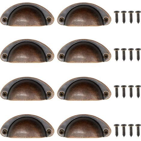 8 tiradores de estilo antiguo, tiradores de muebles antiguos, tiradores semicirculares para cajones, para armarios de cocina, roperos y puertas. (1/5)
