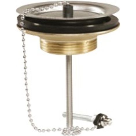Valentin – Bonde de lavabo en laiton pour évier grès Ø 60 mm – Sortie filetée 1''1/2 – Grille inox avec bouchon et chaînette (1/4)