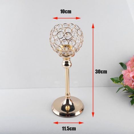Bougeoir Cristal Creux - Chandelier Déco Table Mariage Événement - Or - Hauteur 300 mm (1/4)