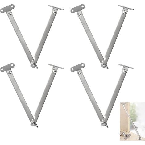 4 Pcs Charnière de Soutien en Charnières à Rabat Pliante Support Charnière de Porte Réglable Cabinet Armoire 232mm pour Meuble Porte Ascenseur Placard Fenêtre(Argent) (1/5)