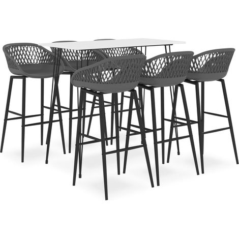 7-tlg. Bar-Set Weiß und Grau