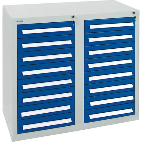 Stumpf Schubladenschrank Serie T-100/35-2, 16 Schubladen enzianblau (16x100mm) (1/3)