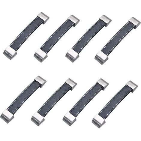 8Pcs Poignée de Cabinet Poignées de Porte de Tiroir,Poignée de Cabinet Doux en Cuir PU pour Portes Armoires Armoires Valise,128mm (1/4)