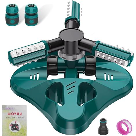Aspersor de jardín, aspersor para césped de última generación, sistema de riego automático de rotación de 360 grados, aspersor de manguera de jardín, con 36 boquillas angulares incorporadas (Azul) - 1