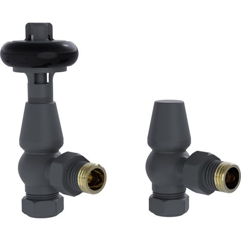 Warmehaus Chelsea Traditional Angled TRV Thermostatic Radiator Valves Anthracite