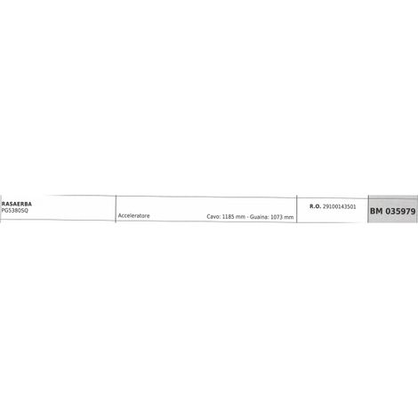 PROGREEN Cortacésped PG5380SQ cable del acelerador 1185 mm funda 1073 mm