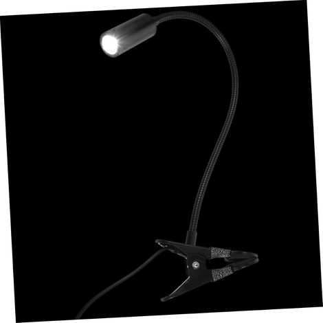 TEHAUX Lampe de Lecture LED 3w à Pince, Col Cygne Flexible Noir (1/5)