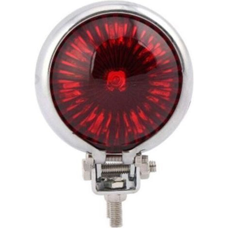 Feu arrière LED pour moto, feu stop et freinage, chromé, pour Chopper et Cafe