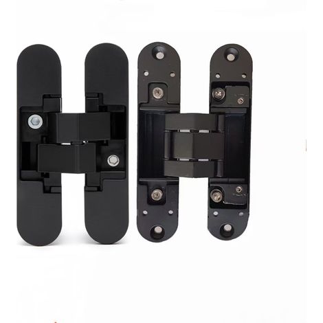 Concealed door hinges, suitable for sturdy doors, with a load-bearing capacity of 40 kg, can open and close 180°, black. (1/4)