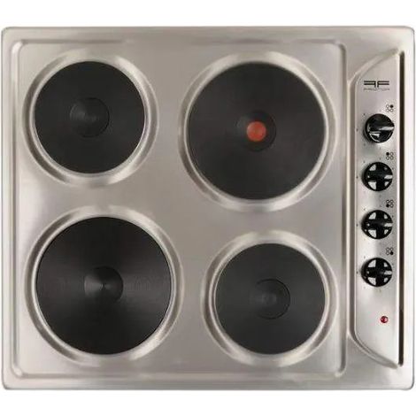 Placa de cocción eléctrica, 4 quemadores, acero inoxidable, 580x510 mm