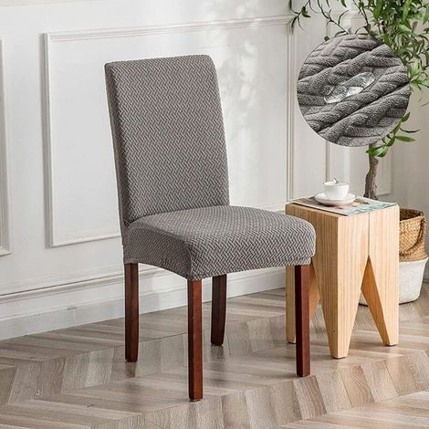 Housse de chaise à carreaux longs en jacquard imperméable - Gris, housse de chaise universelle moderne et durable pour la décoration de la maison, du restaurant, du banquet et de la cuisine (1/4)