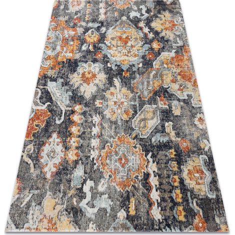 Modern Teppich MUNDO E0671 orientalisch vintage Outdoor schwarz / gelb multicolour 160x220 cm