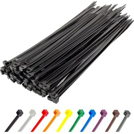 Lot de 100 colliers de serrage nylon noirs 300 x 4,8 mm, résistants aux UV (1/3)