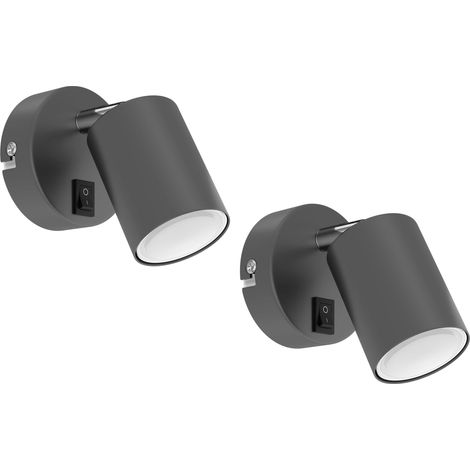 2 Applique murale, Interrupteur intégré, Tête orientable 90°, Ampoule LED GU10 incluse, Salon Cuisine Bureau (1/5)