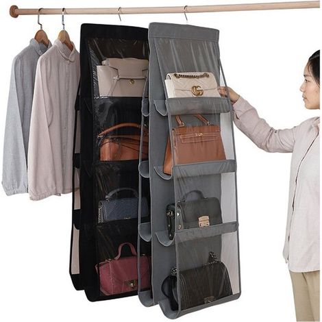 Organizador de pared colgante para puerta，Bolsa de almacenamiento colgante que ahorra espacio con 8 compartimentos，Ganchos para puerta (1/3)