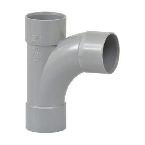 Girpi - Té pied de biche femelle femelle PVC gris Ø32mm 87°30 - XPB32FF