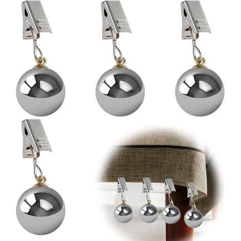 Poids de Nappe 4er-Set – Pince Métallique avec Boules en INOX pour Fixation de Table Extérieure, Jardin, Terrasse – Poids de Nappe Résistant et Multifonction, 45g par Clip (1/5)