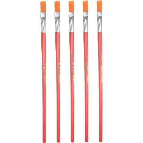 sourcing map Lot de 5 pinceaux à lame plate 0,39" et 0,12" avec manche en bois pour la peinture