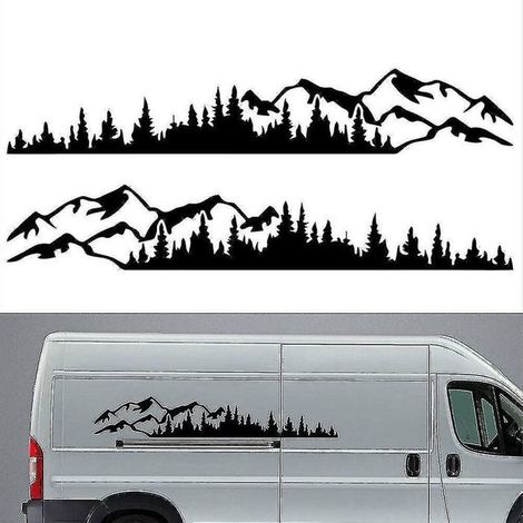 2pcs autocollants voiture – HAWUJ – Montagne forêt en PVC – Résistant aux UV et imperméable –pour SUV, camion, van – 74,8" x 12,6" (1/5)