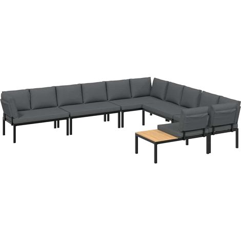 Maison Exclusive - Set Divani da Giardino 6 pz con Cuscini Nero in Alluminio
