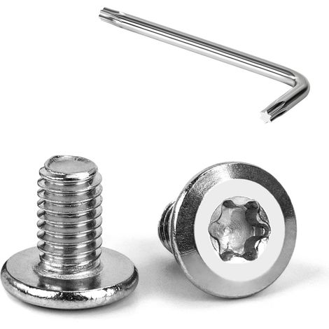 Vis à Tête Plate Torx M6 x 10 mm Vis à Six Pans Creux en Acier Inoxydable A2 V2A Boulons de Meubles Hexagonale avec Clé T30 Filetage Complet 20 Pièces (1/5)