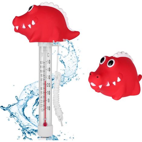Thermometre Piscine, Thermomètre Flottant Pool Thermomètres, Thermomètres de Piscine avec Ficelle Flottant pour Piscines Spas Aquariums Bassins à Poissons (dinosaure) (1/5)