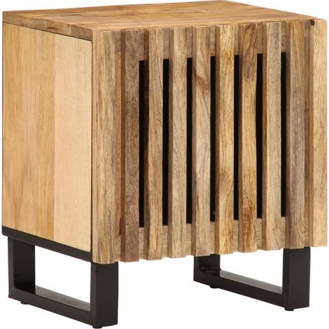 Set di 2 Comodini  Armadio da Notte  Mobiletto da notte 40x34x46 cm in Legno Massello di Mango (1/5)