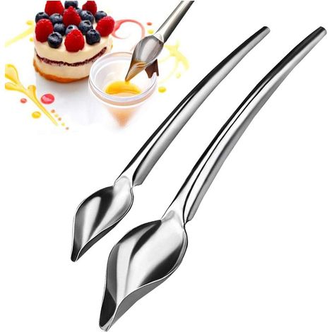 Ensemble de 2 cuillères à dessert, chocolat et café en acier inoxydable avec bordure en acier inoxydable