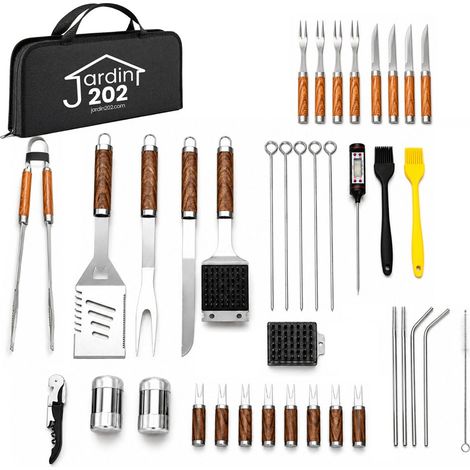 Juego Utensilios Barbacoa, Accesorios Parrilla Acero Inoxidable, Set Grill, Kit de Herramientas BBQ con Bolsa de Transporte