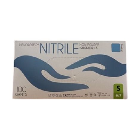 Gant nitrile bleu non poudre petit (6/7)