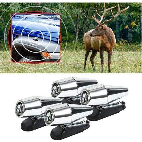 Lot de 4 sifflets à ultrasons pour cerfs, dispositif d'avertissement pour repousser les animaux sauvages, dispositif d'avertissement sonore pour éviter les collisions avec les cerfs, protection (1/3)