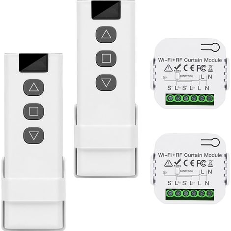 Interruttori wireless, set di controllo per tapparelle con telecomando, controllo per tapparelle elettriche, interruttore per tapparelle, montaggio a superficie, con telecomando RF e modulo ricevitore (1/5)