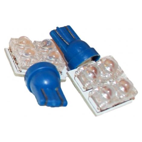 Coppia 2 Lampade Led T10 Con 4 Led F5 Flux Laterale Colore Blue Blu 12V 0,2W