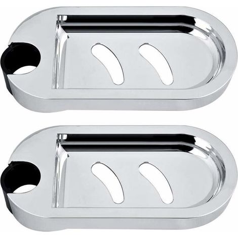 Porte-savon pour douche réglable – 2 pièces en ABS chromé – Compatible barre de douche diamètre 25 mm – Circulation d'air pour savon sec