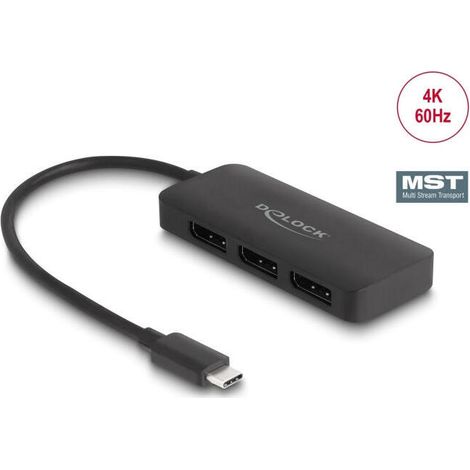 Delock usb tipo-c splitter (dp alt mode) a 3 x displayport mst 4k 60 hz (1/2)