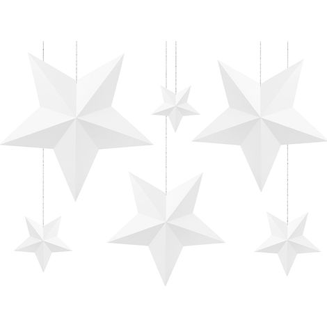 Decorazione a stella, bianca, varie misure, 6 pezzi. (1/5)