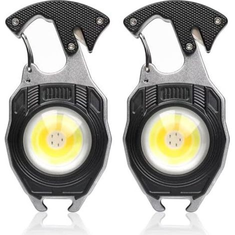 Multifunktionale Taschenlampe mit Karabiner, 2 Stück, Schlüsselanhänger in Maiskolbenform, Arbeitsleuchte, 7 Leuchtmodi, 1600 Lumen, wiederaufladbare Taschenlampe, Mini-Taschenlampe, Flaschenöffner
