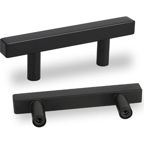 Lot de 5 Poignee de Meuble Cuisine Noir Poignée Cuisine Noire -Poignée Porte Cuisine Noire Poignee Placard Cuisine Noire en Acier Inoxydable Entraxe 64mm (1/5)