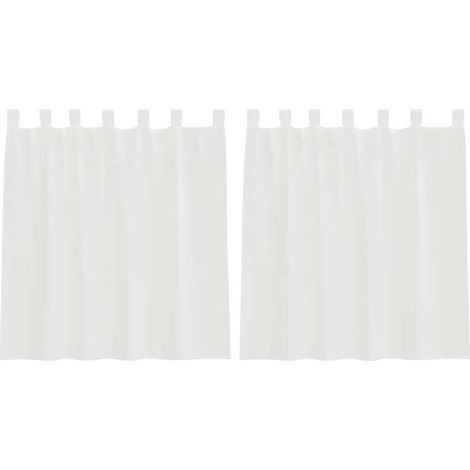 Rideaux blancs transparents avec anneaux de suspension, deux pièces, 140 x 140 cm (1/5)