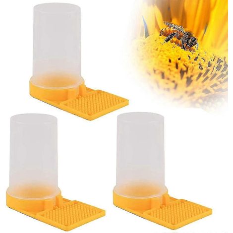 Lot de 3 abreuvoirs multifonctionnels pour l'apiculture, en plastique jaune, pour l'alimentation en liquide. (1/5)
