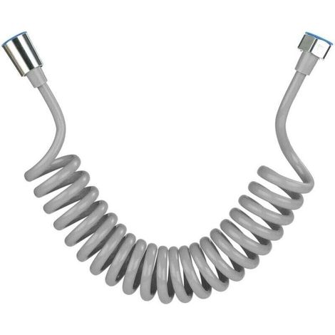 Tuyau de douche rétractable en mousse avec embout en cuivre – 3 m, gris, pour douchette, WC et bidet