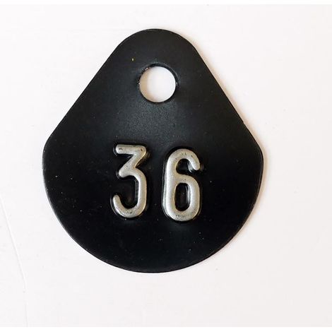 Chiffre goutte d'eau fond noir (à l'unité) estampé "36" en relief blanc hauteur d'écriture 11mm DERANCOURT