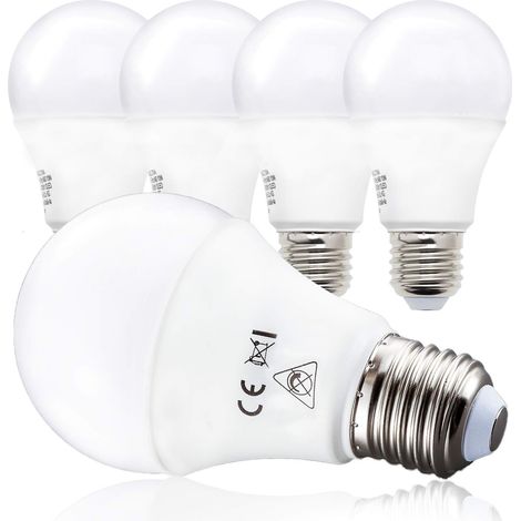 lot de 5 ampoules LED E27 9W 230V, lumière blanche chaude de 2700K, 806 Lumen, équivaut ampoule halogène 75W, forme ronde (1/5)