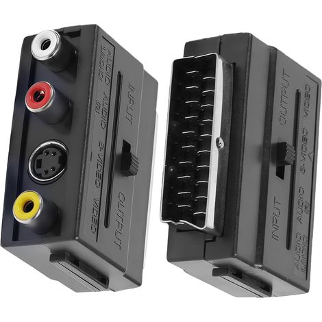 Adaptateur SCART-3 vers AV RCA Universel - + Adaptateur S-Vidéo S-VHS AV Audio Vidéo - Connecteurs, avec Interrupteur on/Off (1/5)