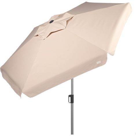 Parasol de Jardin Hexagonal, 220 cm, Couleur Ivoire, Protection UV50, Mât en Acier, Tube Ø28, 32 mm, Cheminée, Inclinaison et Hauteur Réglables, Tissu Polyester, Grands Parasols (1/5)