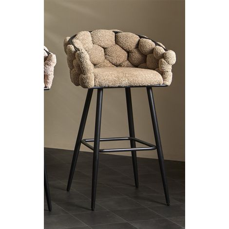 Tabouret de bar Laysan Soft Curl, taupe, 57 x 48 x 99 cm (1/3)