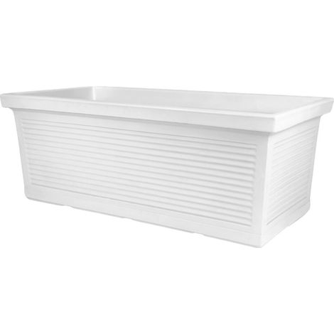 Maceta decorativa clásica tradicional de 100x47 cm y 38 cm de alto, fabricada en polímero blanco resistente para plantas de jardín y terraza (1/3)