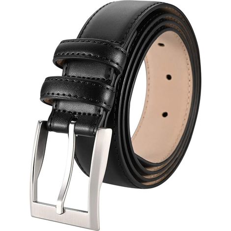Ceinture en cuir décontractée pour homme avec boucle à ardillon simple, ceinture habillée basique pour homme, 3,5 cm de large (1/5)
